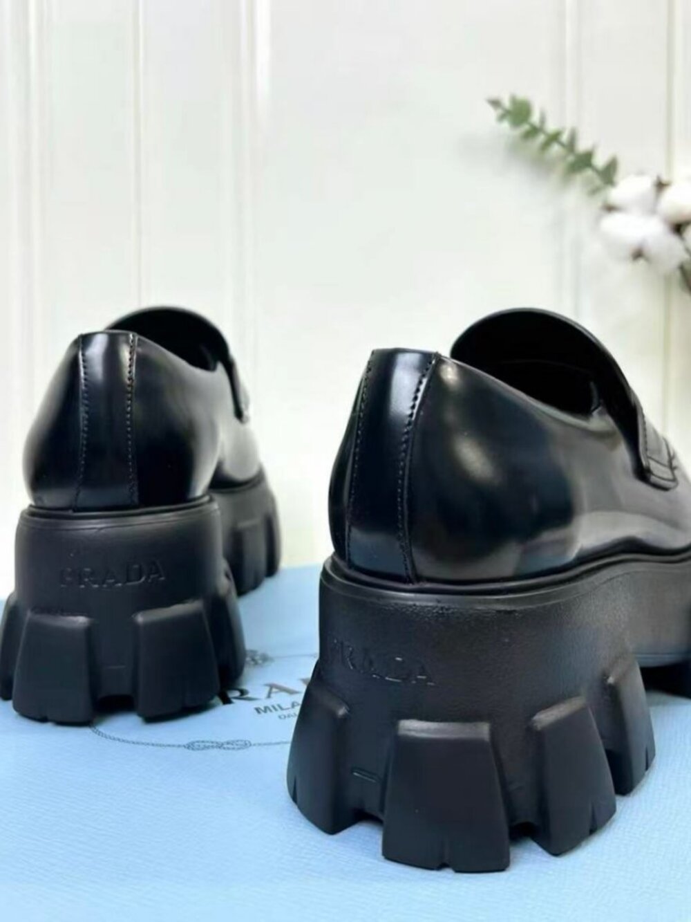 🐕Prada Triangle Logo Lug Sole Loafers - Picture 5 of 8